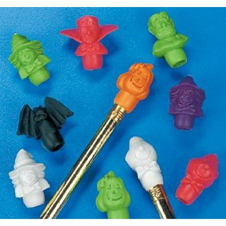 Fun Express Halloween Pencil Top Erasers Party Favors - 12 Dozen