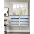 thumbnail image 2 of Sheer Curtains 45 Inch Length 2 Panels Set for Kitchen, Navy Sky Blue Ombre Striped Semi Sheer Curtains for Windows, Gradient Horizontal Lines Voile Window Treatments Rod Pocket Curtain, 2 of 7