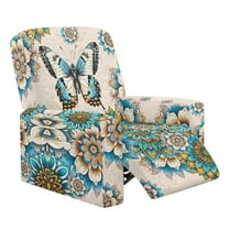 HELLHERO Butterfly Print Lazy Boy Chair Covers for Reclining Chair Boho Mandala Flower Print Sofa Cover Recliner Sofa Slipcovers with Side Pockets