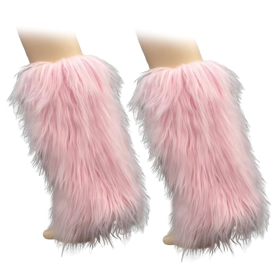 TELOLY 1 Pair Faux Fur Leg Warmers for Women Girls Plush Soft Boot Cuff Sleeves Fluffy Furry Leg Sleeve for Winter Warmth Pink Furry Leg Warmers