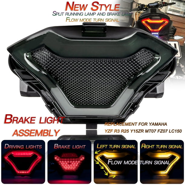 Lixada Motorcycle Brake Light Tail Lamp With Led Turn Signals Replacement For Yamaha Yzf R25 Y15zr Mt07 Fz07 Lc150 Walmart Com Walmart Com