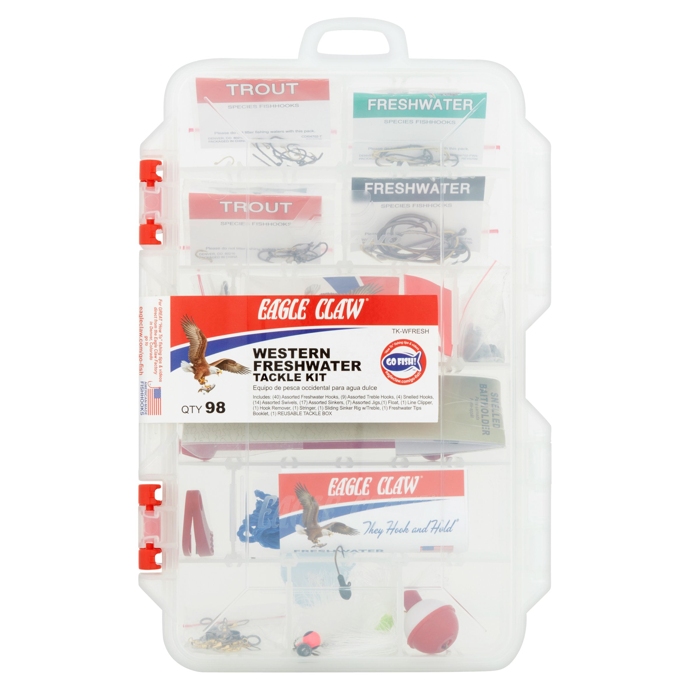 Eagle Claw Go Fish Extreme Tackle Box Kit with Assorted Tackle 