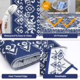 thumbnail image 4 of Outdoor Waterproof Reversible Plastic Straw Rug – Large UV-Resistant Patio Carpet – Medallion Design, Durable – For Deck, Porch, Garden, Camping, RV – Navy Blue/White, 9x18ft (270x549cm), USA, 4 of 9
