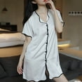 thumbnail image 3 of LIaqionyy Women's Silk Robes Dress Short Sleeve Button Down Short Nightgown Pajamas Satin Bathrobe, 3 of 8