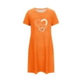 thumbnail image 3 of XUNKUSGA Valentine's Day Nightgowns for Women Classic Heart Printed Long Tops for Women Casual Crew Neck Short Sleeve Short Sleeve Comfortable Sleep Shirts for Women S-2XL Orange, 3 of 5