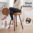 thumbnail image 5 of HomeZeer 26" Swivel Bar Stools Set of 4, Light Brown PU Leather with Back & Footrest, Solid Wood Legs Anti-Slip Base, Counter Height Stools for Kitchen Island, 5 of 10