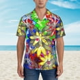 thumbnail image 4 of Peach Abstract Flower Hawaiian Shirts For Men, Summer Short-Sleeve Relaxed-Fit Button-Down Shirts Large, 4 of 9