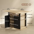 thumbnail image 2 of Modern Kitchen Island Dining Table with 4-Door Storage Cabinet and Open Shelves, Black Particleboard Food Prep Station & Breakfast Bar for Living Room or Kitchen, 43.3"W x 27.6"D, 2 of 7