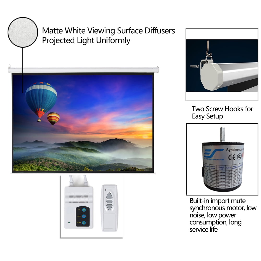 Motorized Projector Screen with Remote Control Matte, White (Viewing Area 100" 4:3 80" x 60")