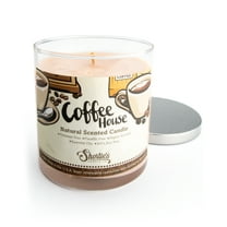 Coffee House Scented Natural Soy Candle, Essential Fragrance Oils, 100% Soy, Phthalate & Paraben Free, Clean Burning, 9 Oz.