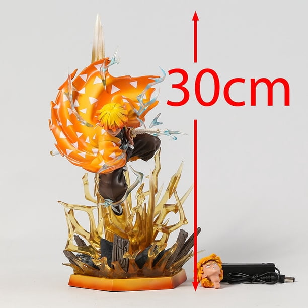 Demon Slayer Battle Agatsuma Zenitsu con cabeza reemplazable estatua coleccionable juguete de modelo de figura Gao Jinjia LED