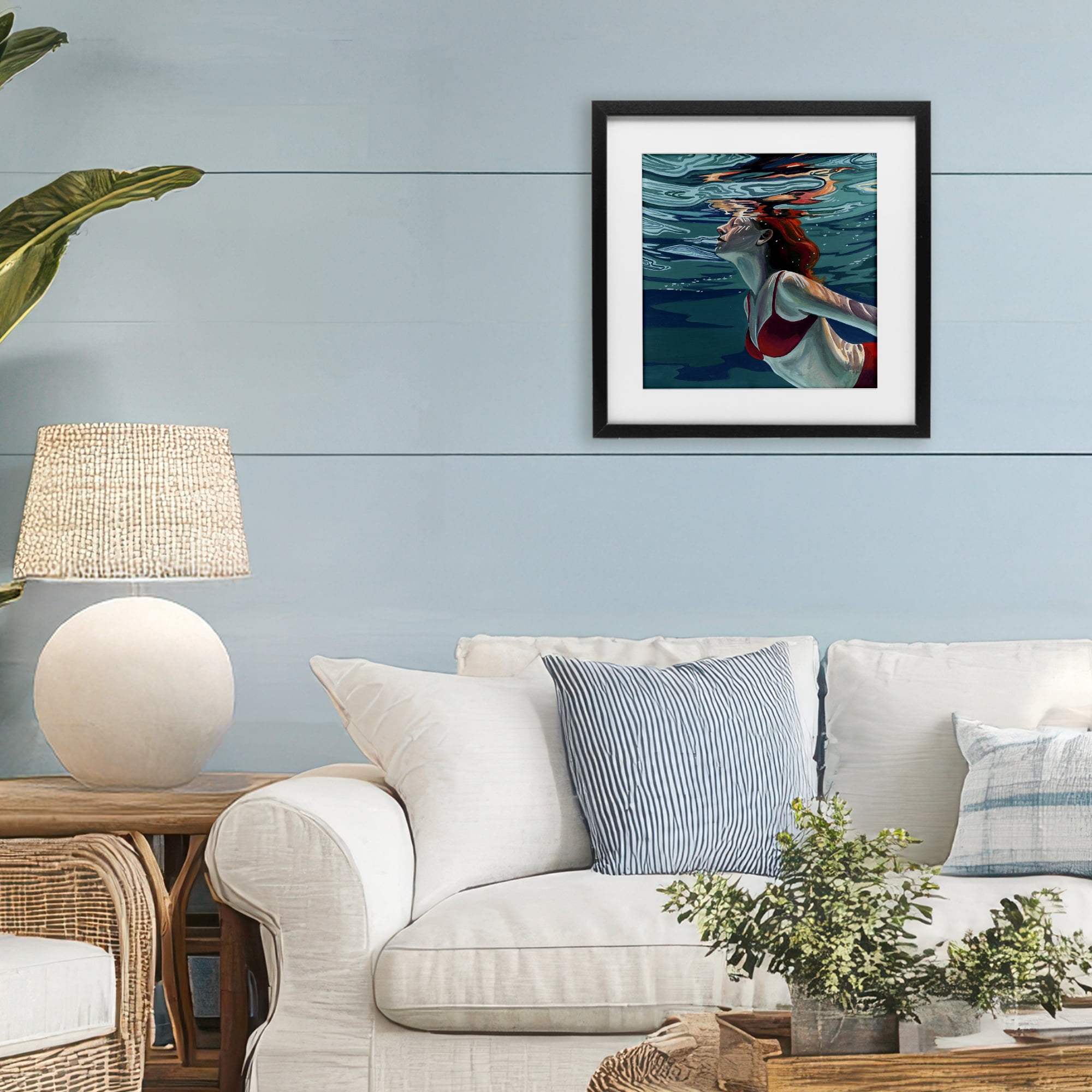 Stupell Industries Swimming To The Surface Black Framed Print Under Glass, design by Kate Jarvik Birch