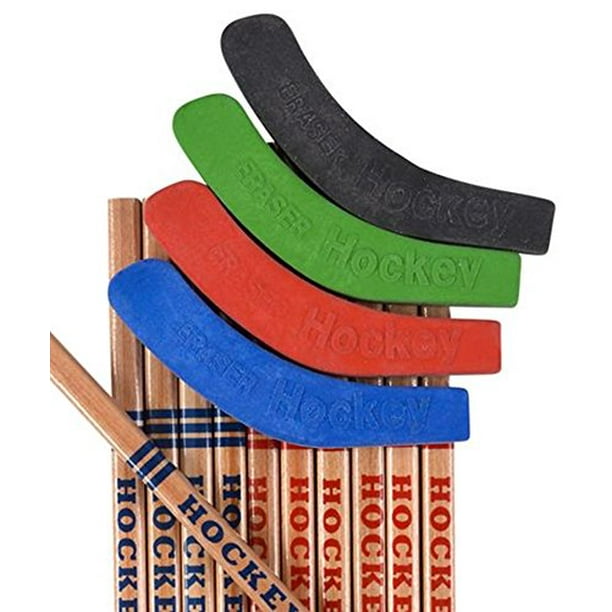 Hockey stick Pencils with Erasers 24 Pack 9 inch size (Red Blue