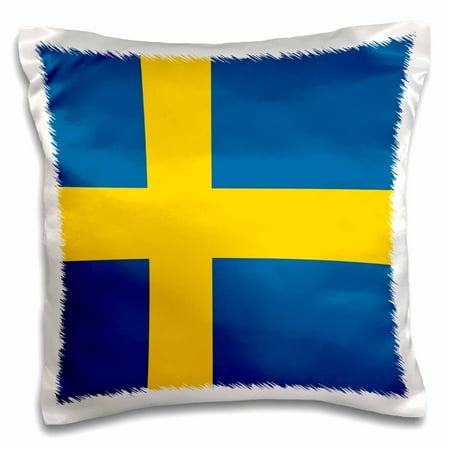 Yellow Gold Pillows 3dRose Flag of Sweden - Swedish blue and golden yellow Nordic Scandinavian Cross gold Scandinavia world, Pillow Case, 16 by 16-inch ()