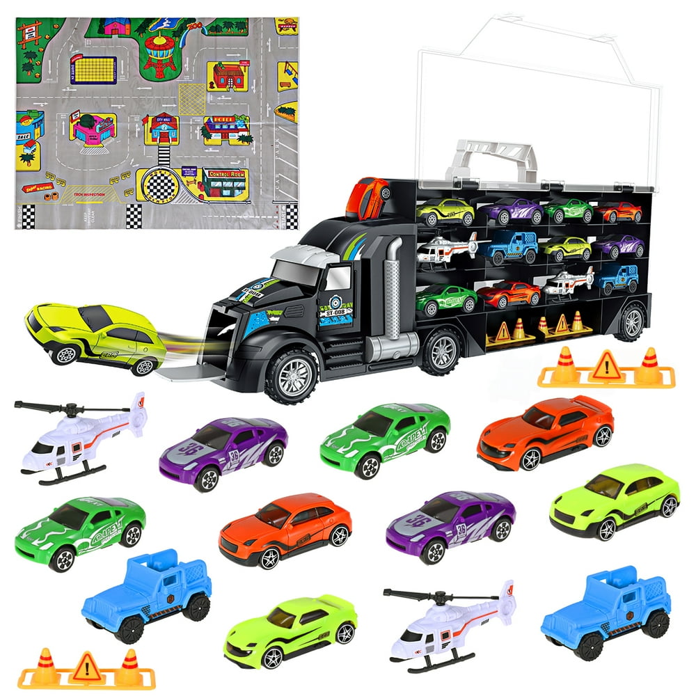 iBasetoy Carrier Truck Toy Set Transport Car Toy for Boys