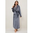thumbnail image 2 of HEARTNICE Womens Long Fleece Robe Soft Plush Robes for Women Warm Bathrobes Comfy House Coat Full-length（Dark Grey, Small-Medium）, 2 of 5