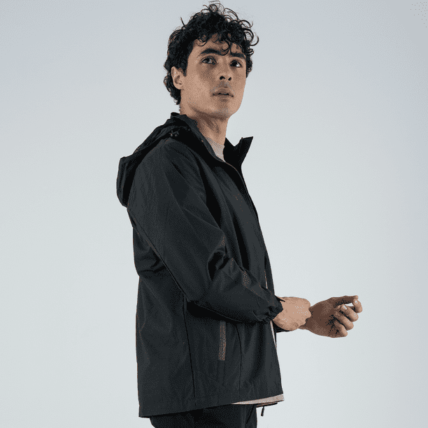 Chamarra Impermeable para Hombre Color Negro- Abrigo Impermeable