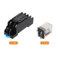 thumbnail image 3 of Uxcell 4 Set Relé de potencia electromagnético DC24V, relé de bobina de 10A con indicador LED y base de zócalo DPDT 2NO 2NC para sistemas industriales, electrodomésticos y rieles DIN, 3 of 6