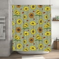 thumbnail image 5 of Disketp Sage Green With Sunflowers Stall Fabric Shower Curtain Liner Waterproof - 72" x 72", Lightweight Stall Size Shower Curtain Machine Washable - 60x72, 5 of 5