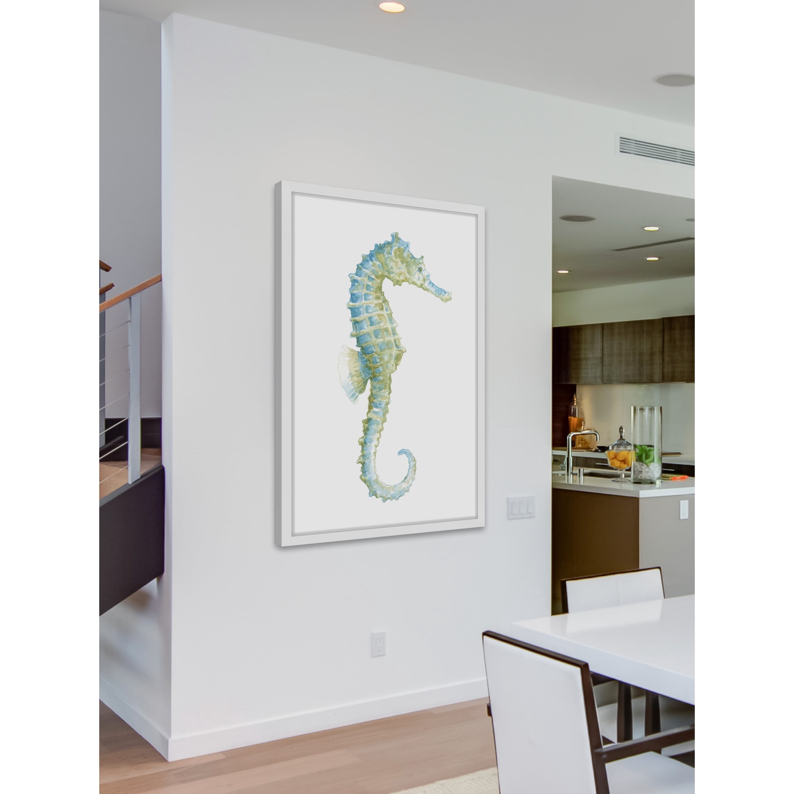 "Watercolor Seahorse I" Framed Painting Print