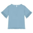 thumbnail image 4 of zbxnLI Little & Big Girls Cotton Linen Tops Kids Ruffle Short Sleeve T-Shirt Crew Neck Casual Summer Shirts, 4 of 7