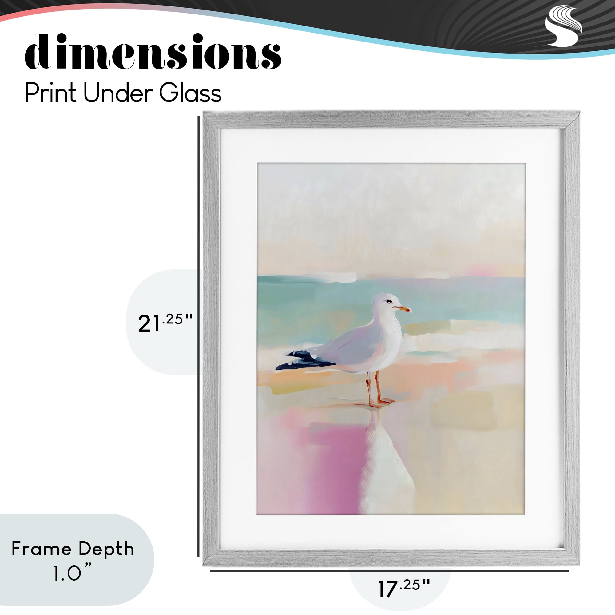 Stupell Industries Seagull Beach Tranquil Reflection Gray Framed Print Under Glass, design by The Prints Vibe