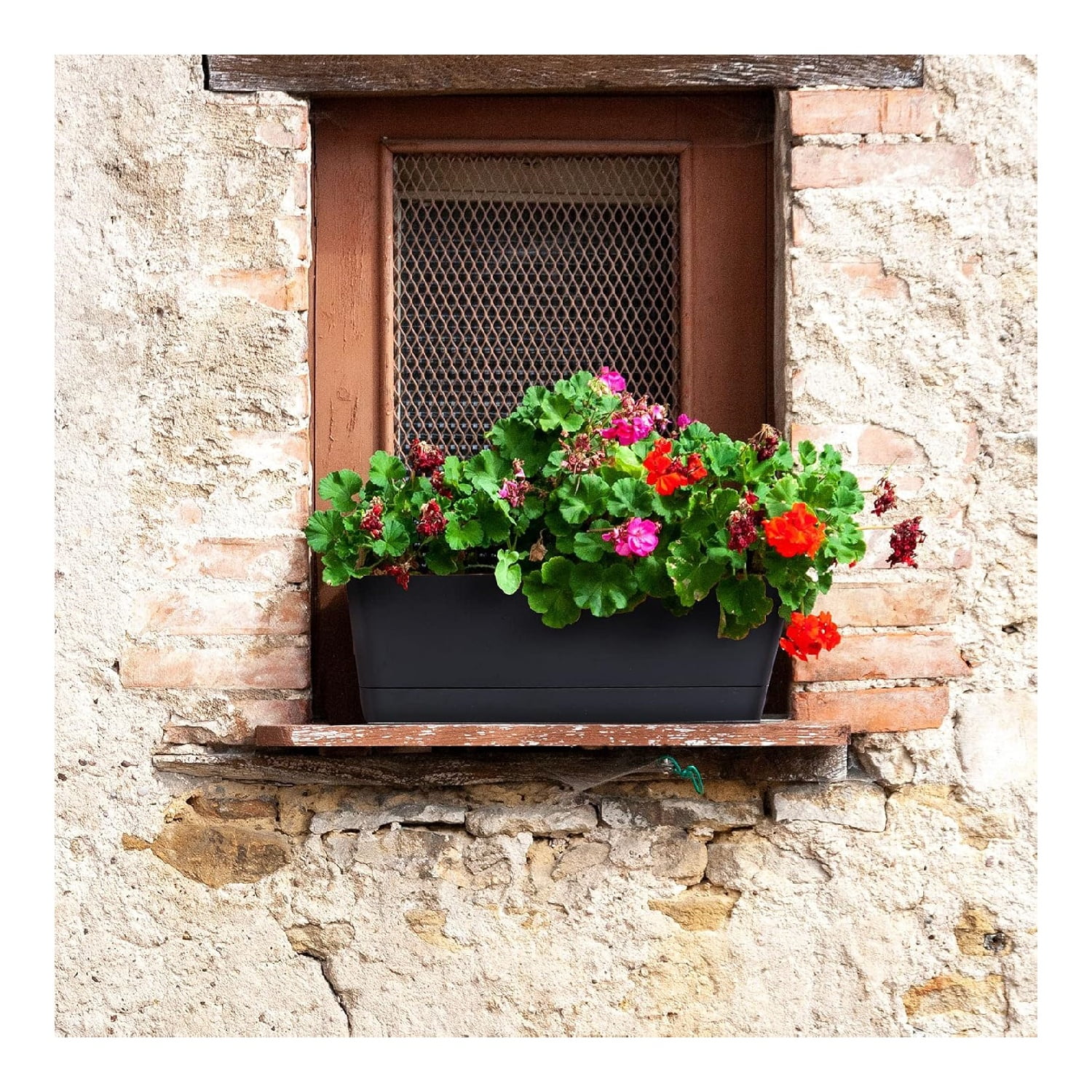 Herb Rectangle Planter,1Pc Self Watering Planter Pot for Deck,Window Boxes with Drainage Holes for Garden,Window,Office Decor,Black