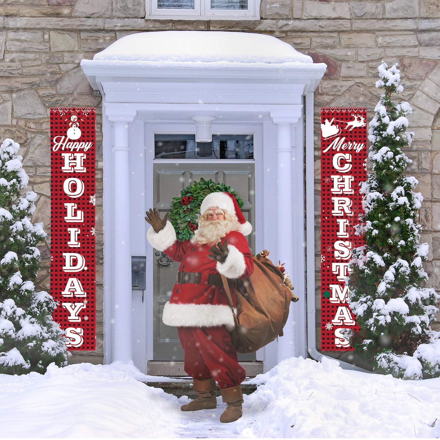 Details about   Merry Christmas Outdoor Banner Santa Claus Christmas Decorations Home Xmas Decor