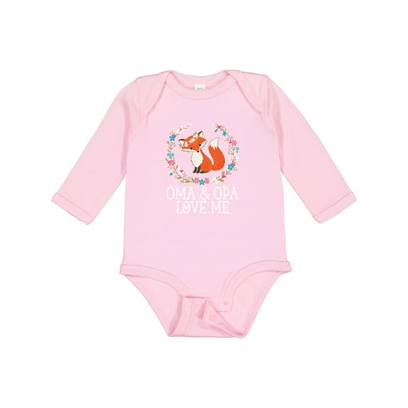 Inktastic Oma and Opa Love Me Girls Cute Fox Girls Long Sleeve Baby Bodysuit
