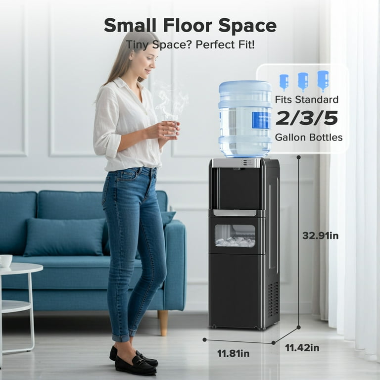 LHRIVER Countertop Ice and Water Dispenser, 3-in-1 Hot, Cold, Ice
