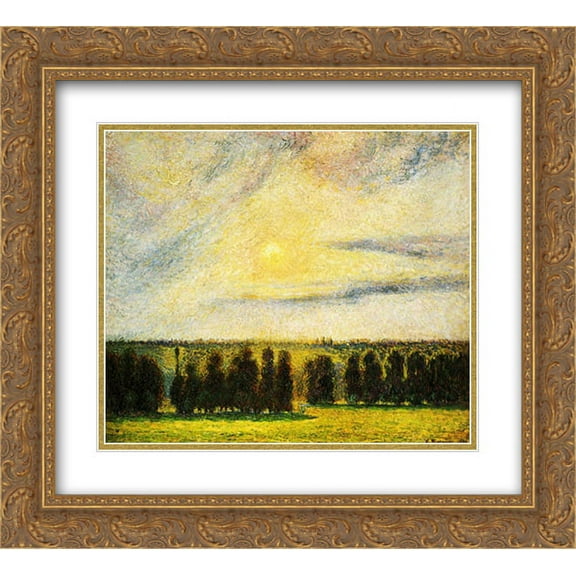 Camille Pissarro 2x Matted 24x20 Gold Ornate Framed Art Print 'Sunset at Eragny'