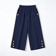 thumbnail image 5 of Linen Capri Pants for Women Elastic Waist Straight Leg Trousers Solid Color Summer Casual Loose Cropped Pants,Sizes S-3XL, 5 of 8