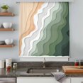 thumbnail image 5 of Sage Green Beach Sheer Curtains 54 Inches Long, Farmhouse Coastal Ombre Sea Waves Art Light Filering Curtains, Breathable Simi Curtain Privacy Drapes for Kitchen Bathroom Small Window Treatment, 5 of 9