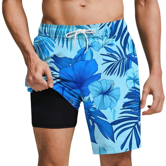 Kcolen Men's Swim Trunks 5 Inch High Elastic Waist Men's Board Shorts Loose Swimming Trunks Compression Liner Beach Summer Men Swim Brief