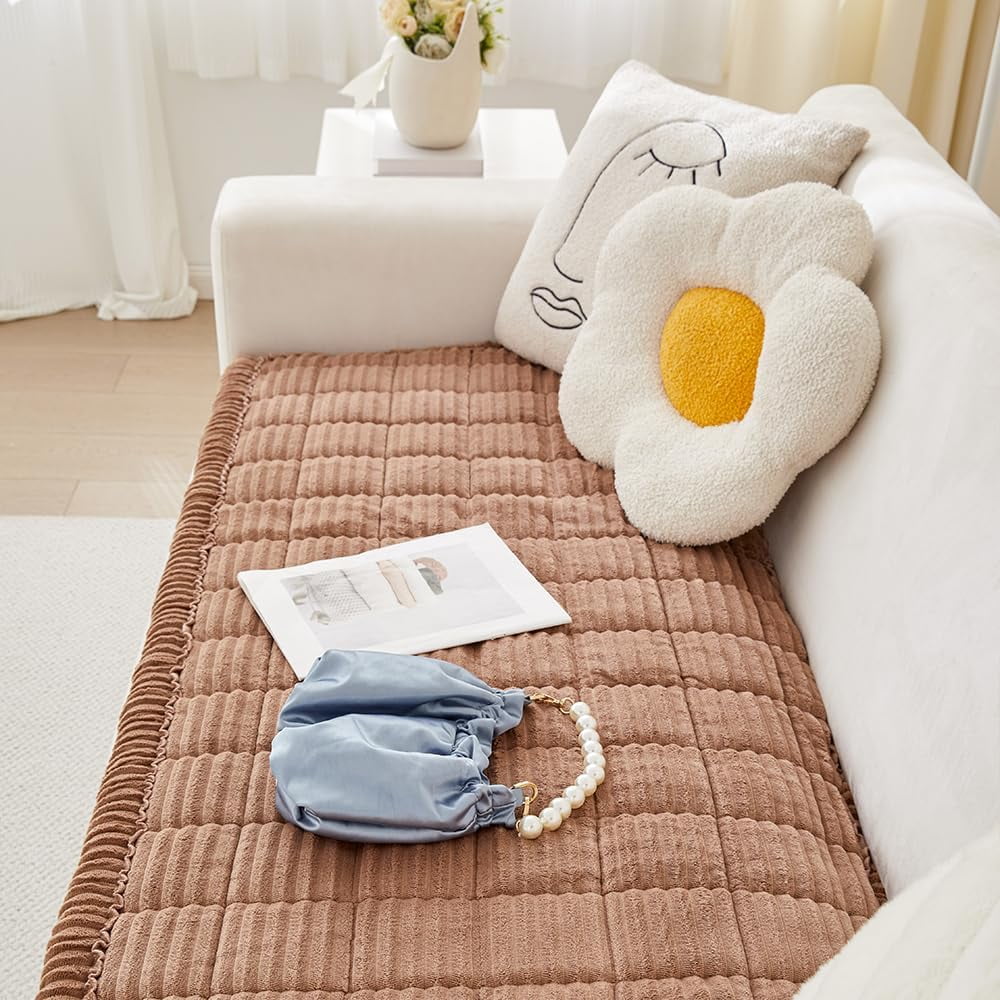 Plush Pet Couch Cover Couch Cover for Dogs Washable, Fuzzy Pet Couch Covers for 21 Cushion Sofa Pet Friendly, Non Slip Sofa Cover