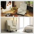 thumbnail image 2 of Homcom Button-Tufted Accent Chair with High Wingback,Rounded Cushioned Armrests and Thick Padded Seat,Cream White,Cream White Fabric Furniture Primary Living Space Chairs Accent Seating, 2 of 10
