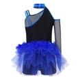 thumbnail image 2 of inlzdz Combinaison Courte à Sequins pour Filles, Jupe en Tulle, Performance Jazz Latin Bleu Royal 12, 2 of 7