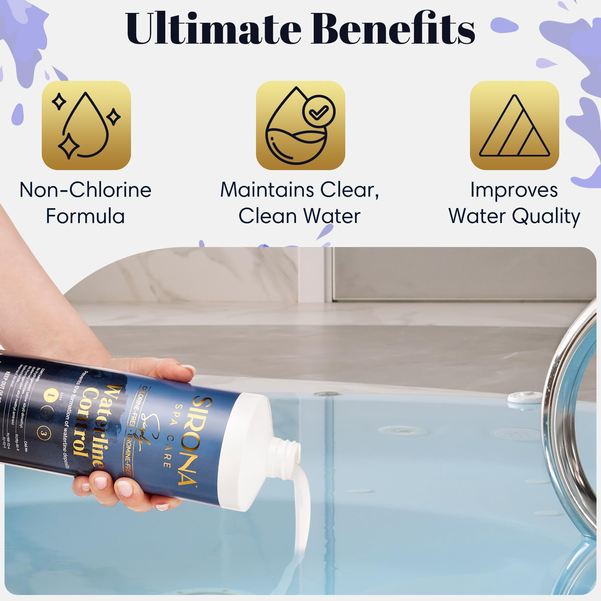 Sirona 82106 Simply Waterline Control 1 Qt - Chlorine-Free & Bromine-Free + QueBuy Pool Log Book