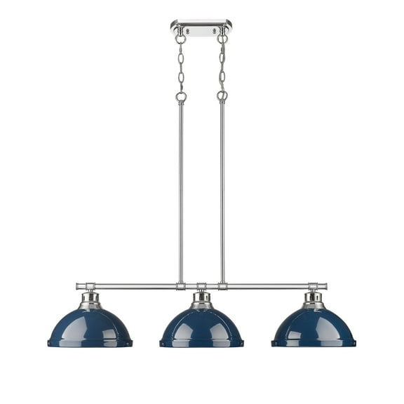 Yep by Golden Lighting Duncan 3-light Island Light in Chrome and Navy Blue shade