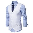 thumbnail image 2 of Lu's Chic Men's Business Formal Suit Vest Tuxedo Dress Waistcoat Slim Fit Jacket Lightweight Western Vests Button Down V Neck Sleeveless White X-Large, 2 of 3