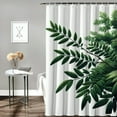 thumbnail image 2 of COMIO Shower Curtain Botanical Art Watercolor Green Leaf Tropical Plant Boho Deco Multiple Sizes White, 2 of 6