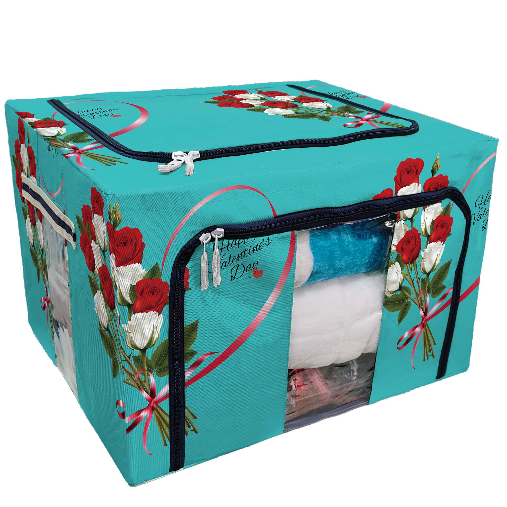 PKQWTM Happy Valentine'S Day Beautiful With Roses And Red Ribbon