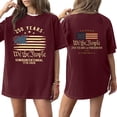 thumbnail image 2 of Dwralegc 250th Anniversary Usa Shirt Women Crewneck Short Sleeve Outfit American Flag Print Patriotic Apparel Plus Size Tee USA Casual Graphic T Shirt Wine M, 2 of 5