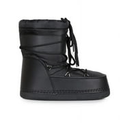 Womens Pull On Cozy Winter Snow Ankle Moon Boots in Black