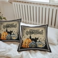 thumbnail image 4 of Outdoor Waterproof Pillow Covers Halloween Pumpkin Haunted House Decorative Throw Pillow Protectors,Black Cat Spiders Web Black Lattice Pillowcase Cushion Cases for Patio Sofa Garden,20x20in,2 Pack, 4 of 9
