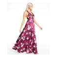thumbnail image 3 of CITY STUDIO Womens Burgundy Floral Sleeveless Halter Full-Length  Fit + Flare Prom Dress Juniors 1, 3 of 4
