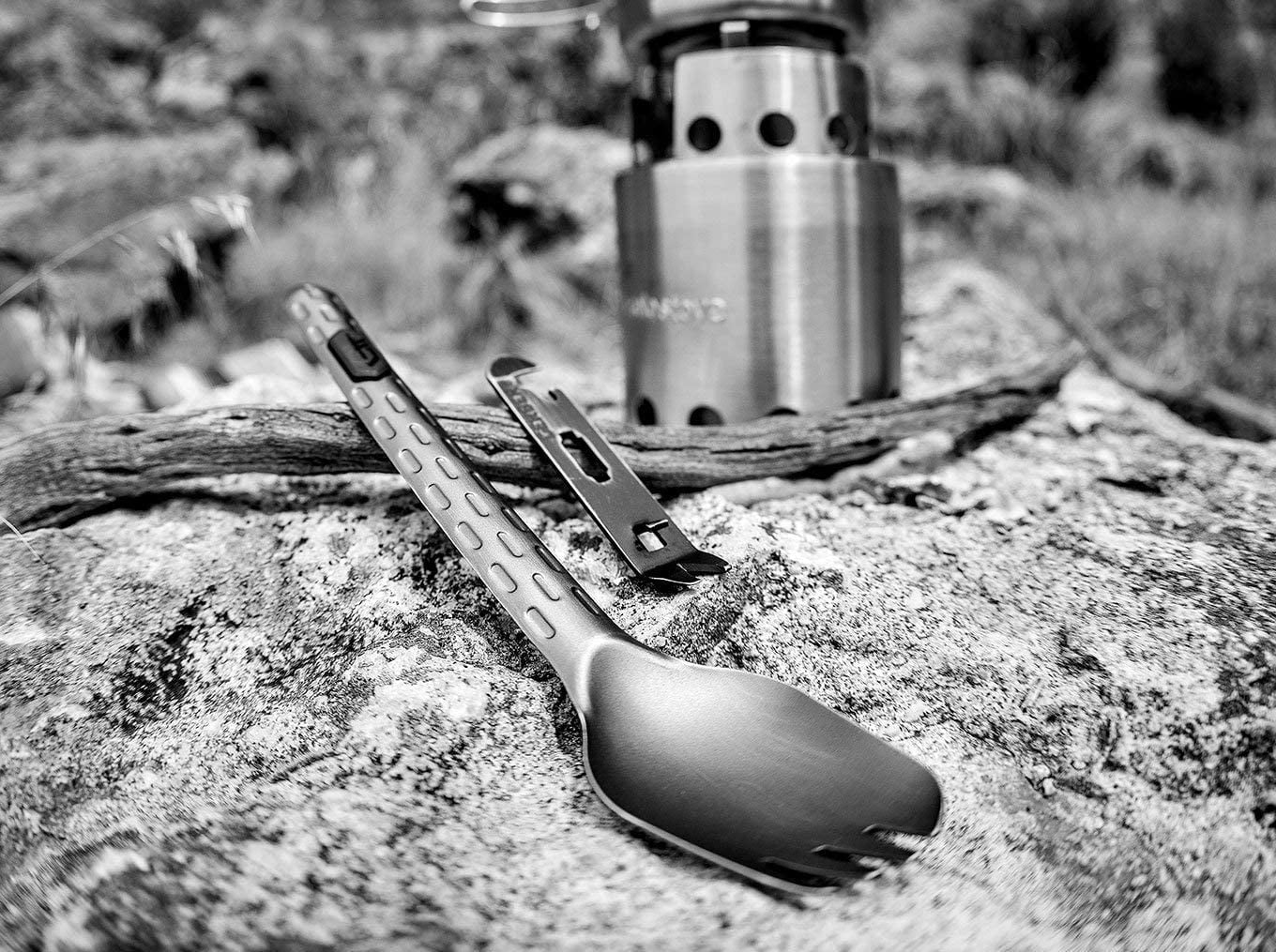 Gerber Devour Multi-Fork, Camp Eating Tool, Burnt Bronze Tableware Forks with Textured 7075 T6 Aluminum Handle