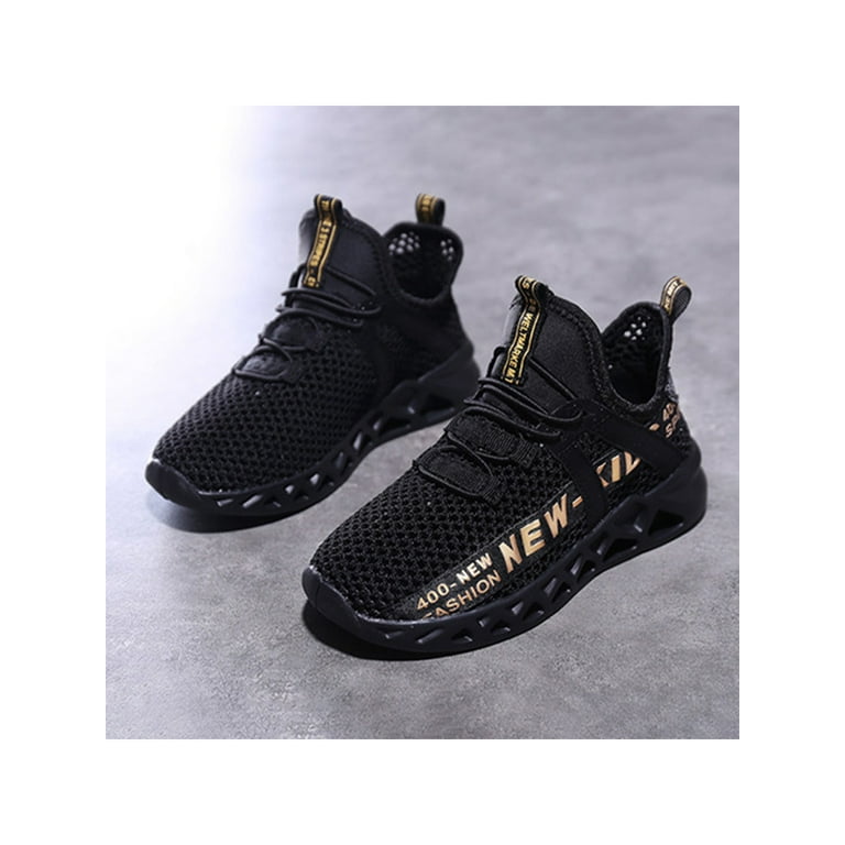 Boys black and gold trainers sale