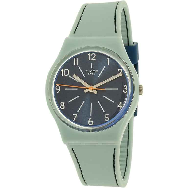 Swatch Watch - GM184 - BLUE STITCHES Swatch - Blue Stitches GM184 Watch Light Teal Silicone Strap  main image 3