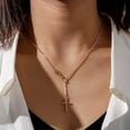 thumbnail image 4 of HOOUN Fashion Women Jewelry Necklace Retro Infinity Jesus Cross Interlock Y-Drop 0635-Gold, 4 of 5